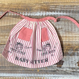 Vintage 1963 Mattel Barbie Babysitter Apron #953 Pink White Stripe