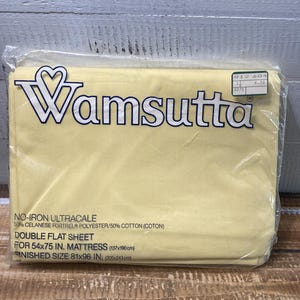 Vintage New Old Stock Wamsutta Double Flat Sheet Yellow No Iron Ultracale