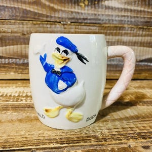 Vintage Mid Century Walt Disney Donald Duck Coffee Cup Mug Japan