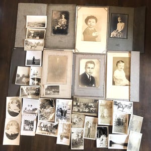 Large Lot 33 Vintage & Antique Photographs Ephemera Portraits Babies Children