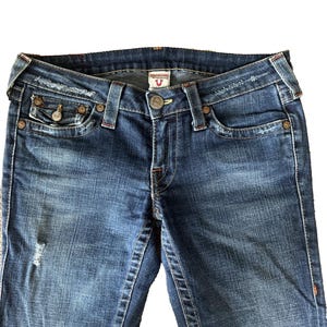 True Religion Y2K Bridget Jeans Womens 29 Low Rise Flare Denim Stitch USA Made image 3