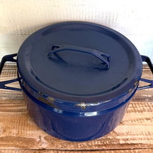 Finel Arabia Seppo Mallat Blue Enamel Pot Set With Lids Mid Century Modern image 3