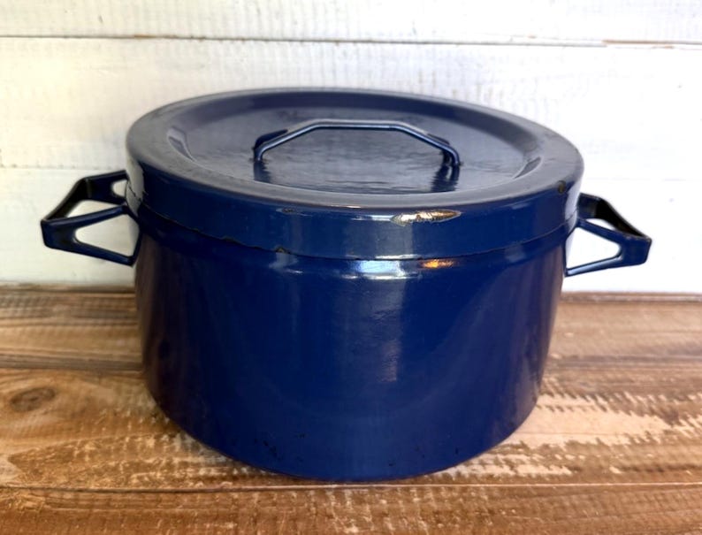 Finel Arabia Seppo Mallat Blue Enamel Pot Set With Lids Mid Century Modern image 7