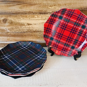 Set of 4 New without Box Juliska Tartan Plaid Salad/Dessert Plate 8.5&quot; Diameter