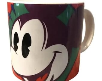 Disney Mickey Mouse Coffee Mug Vintage 90's Abstract Colorful Ceramic Cup
