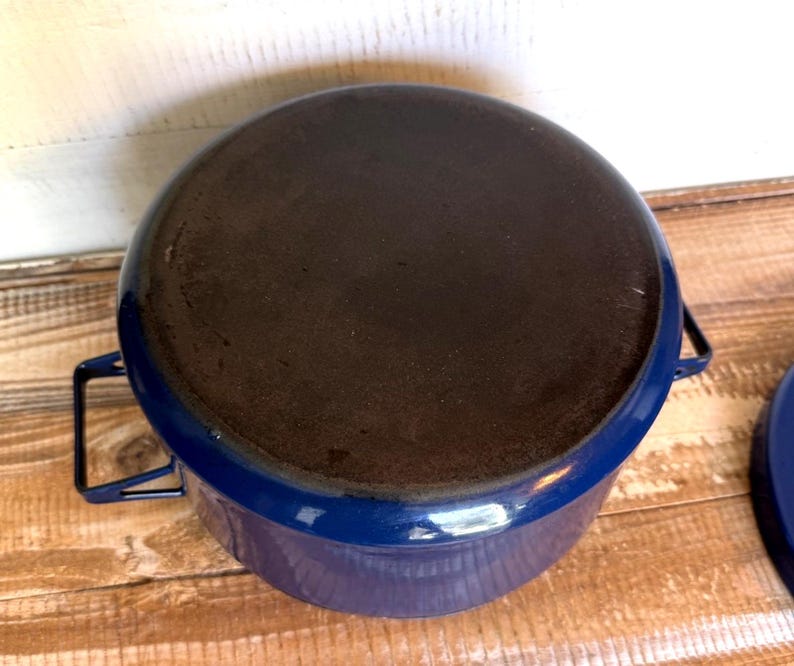 Finel Arabia Seppo Mallat Blue Enamel Pot Set With Lids Mid Century Modern image 9