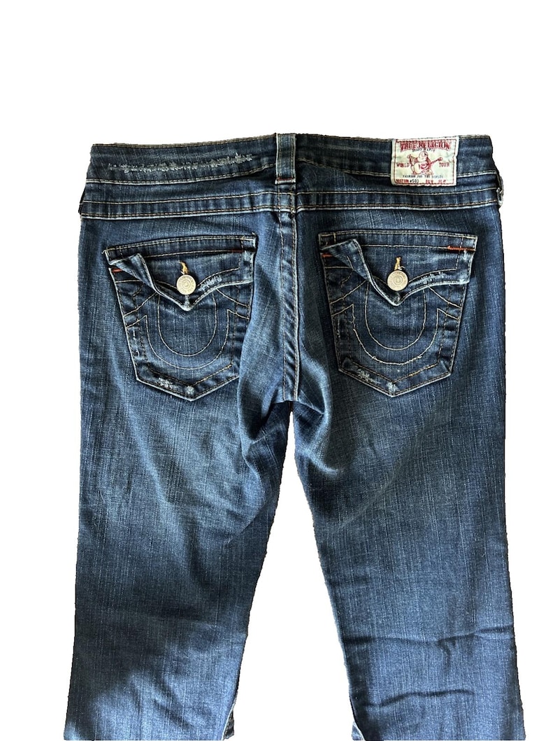 True Religion Y2K Bridget Jeans Womens 29 Low Rise Flare Denim Stitch USA Made image 6