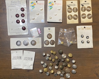 Assorted Buttons Vintage Lot of 71 Sewing Craft Mix Some on Original Cards