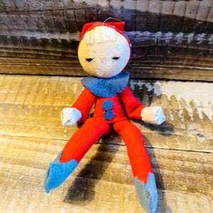 Vintage Christmas Knee Huggers Pixie Elf Boy Holiday Ornament Japan