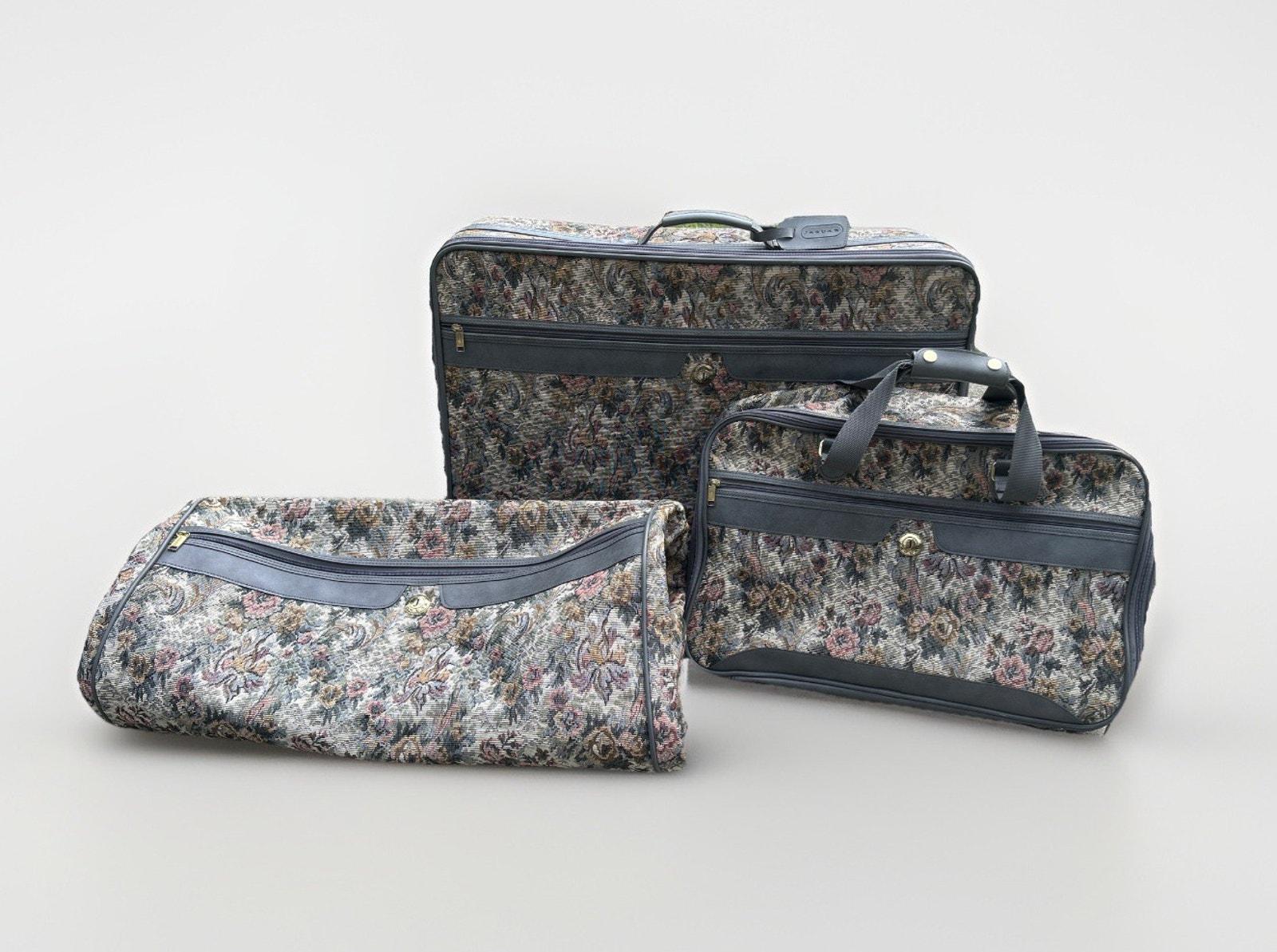 Jaguar Tapestry Floral Luggage Set 3 Piece Vintage Suitcase Carry
