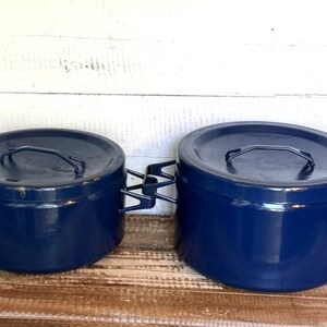 Finel Arabia Seppo Mallat Blue Enamel Pot Set With Lids Mid Century Modern image 11