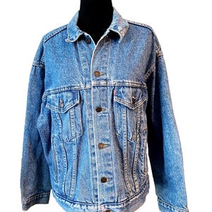 Vintage 80s 90s Levis Jean Jacket Womens Med Blue Denim Trucker