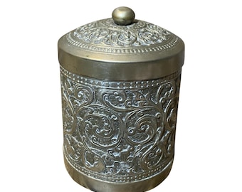 Embossed Metal Cigarette Box Victorian Style Vintage Tobacco Canister Decorative Storage