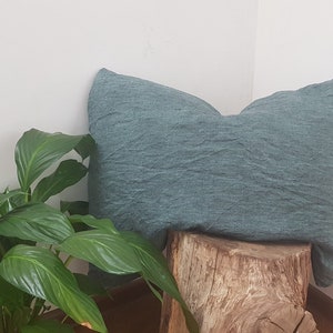 Fronha verde - Fronha com fecho envelope - Natural - Orgânica - Linho amaciado - Vários tamanhos - Personalizada