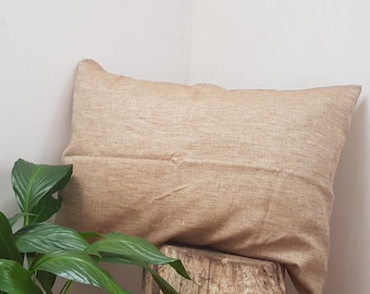 Golden brown linen pillowcase - Envelope closure pillowcase - Softened linen - Housewarming gift new home