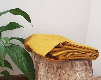 Mustard Yellow Linen sheets - Full size - King size - Queen size - Housewarming gift for women