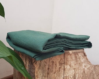 Emerald LINEN SHEET - Green linen sheet - Natural bedding - Organic bedding - Linen sheets - Full size - King size - Queen size