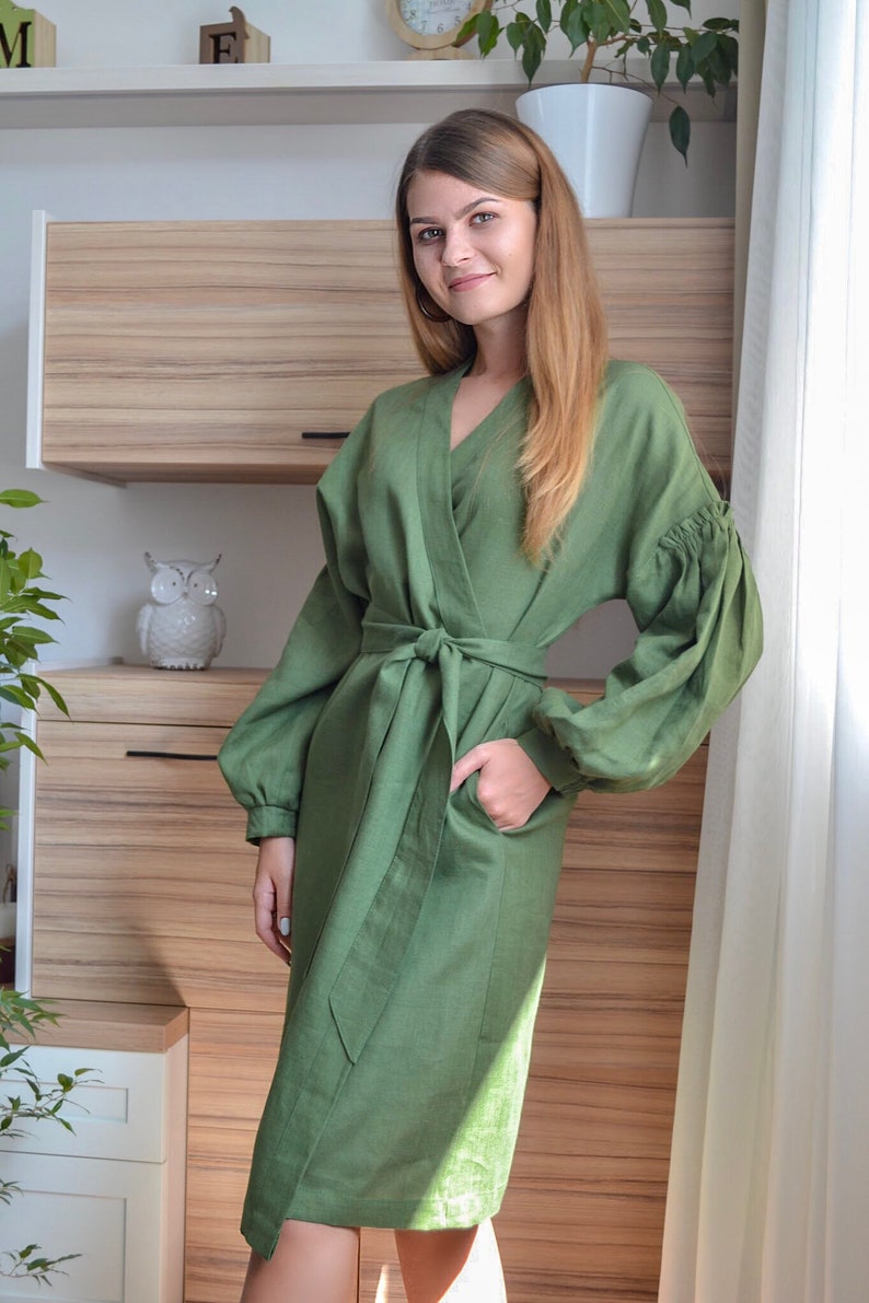 Olive Green WRAP DRESS Military Green Dress Women Wrap Dress | Etsy