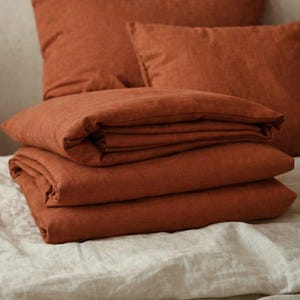 Terracota / Naranja quemado / Lino orgánico FUNDA NÓRDICA: Tamaños matrimonial, queen, king, twin y doble Navidad imagen 7