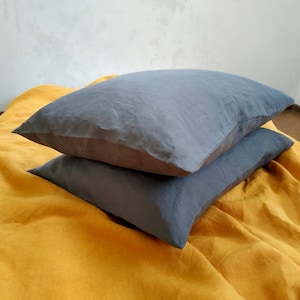 Grey linen pillowcase - Envelope closure pillowcase - Natural - Organic - Softened linen - Various sizes - Dusty rose