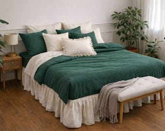 100% linnen biologisch natuurlijk BEDDENGOED - 2 kussenslopen en dekbedovertrek - - beddengoed in verschillende kleuren - tweepersoonsbed - kingsize bed - queensize bed