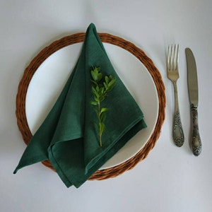 Emerald green Linen  Napkins set Bulk Tableware Wedding decor Linen placemats  Christmas Gift napkins