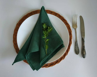 Emerald green Linen napkins (set ot 60 napkins 18"x18")