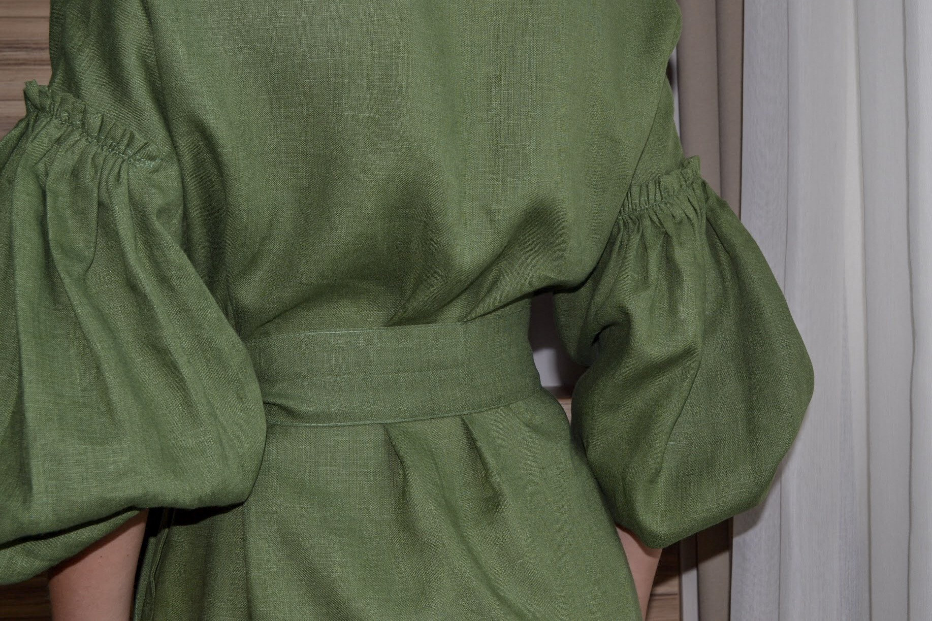 Olive Green WRAP DRESS Military Green Dress Women Wrap Dress Khaki Linen  Apron Dress Knee Length Linen Dress Long Sleeve Dresses - Etsy