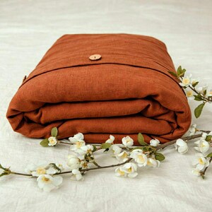 Terracota / Naranja quemado / Lino orgánico FUNDA NÓRDICA: Tamaños matrimonial, queen, king, twin y doble Navidad imagen 9