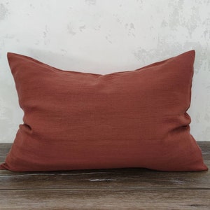 Terracotta linen pillowcase - Envelope closure pillowcase - Natural - Organic - Softened linen - Pillow case - Customized -  cushion-