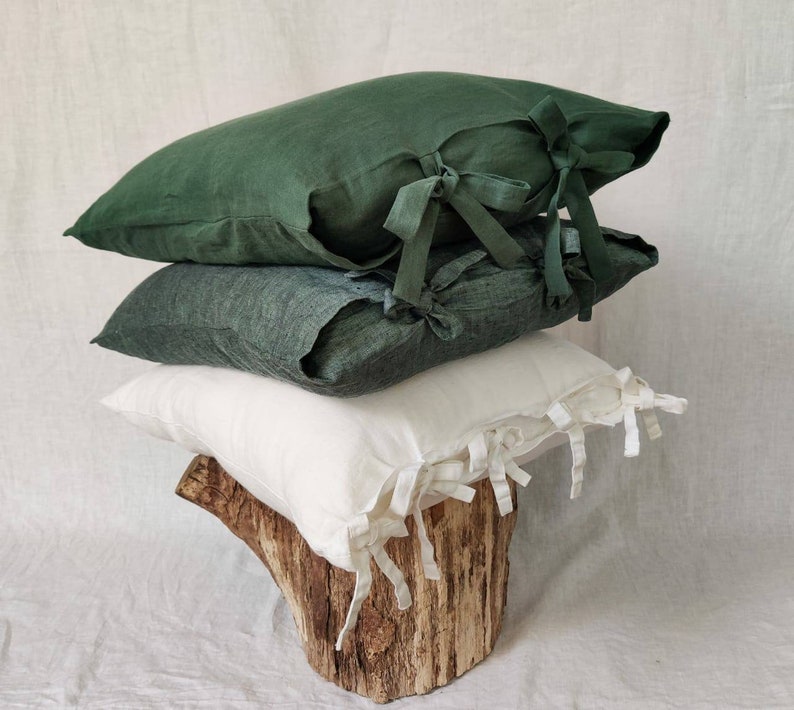 Linen Pillowcase With Ribbon Envelope Closure Pillowcase Etsy
