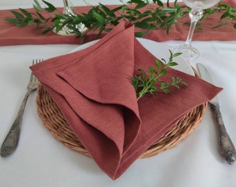 Terracotta Linen napkins Napkins set Bulk Tableware Wedding decor Linen placemats Wedding linens Christmas napkins Gift Thanksgiving Day