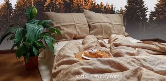 Gold Brown Linen Duvet Cover Beige Duvet Cover Natural Duvet Etsy