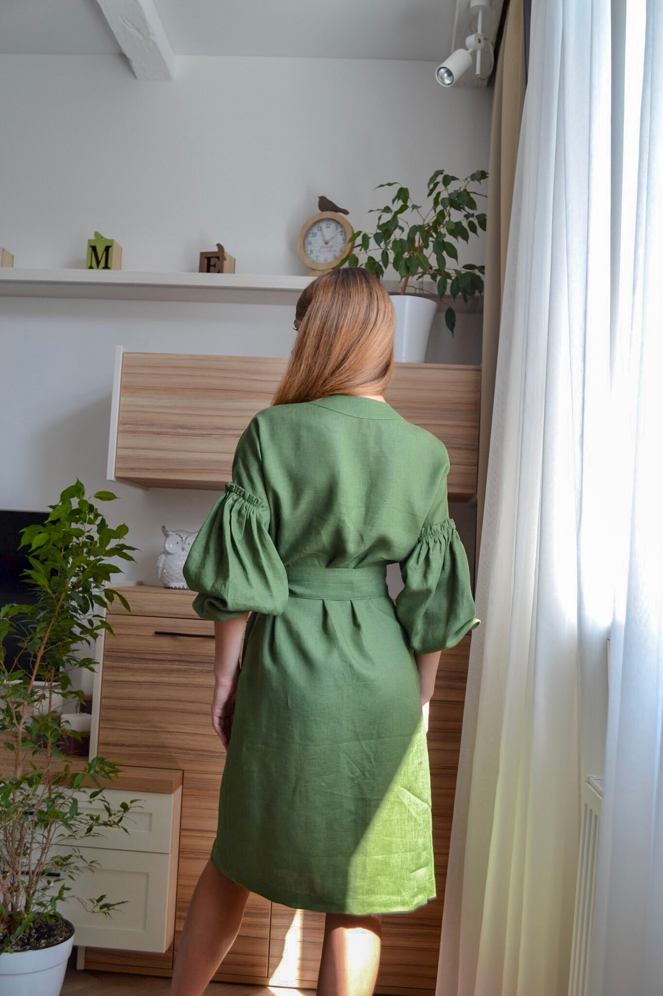 Olive Green WRAP DRESS Military Green Dress Women Wrap Dress Khaki Linen  Apron Dress Knee Length Linen Dress Long Sleeve Dresses - Etsy