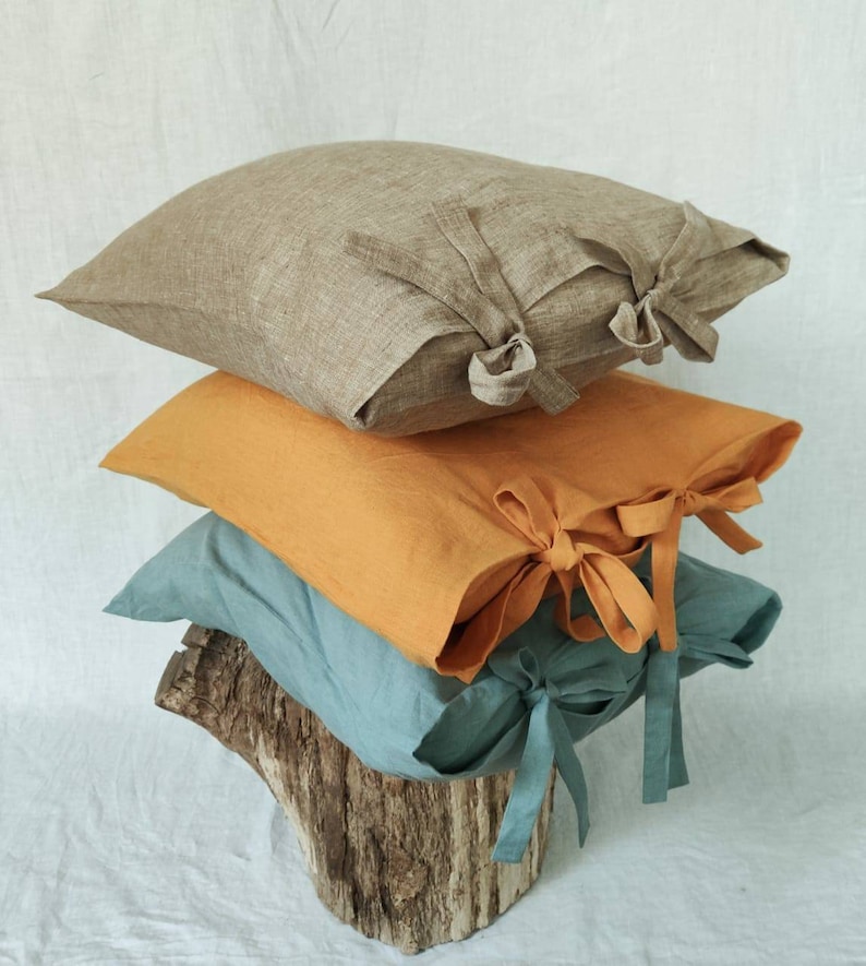 Linen Pillowcase With Ribbon Envelope Closure Pillowcase Etsy