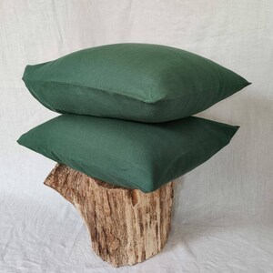 Emerald linen pillowcase - Envelope closure pillowcase - Natural - Organic - Softened linen - Pillow case - Customized - Emerald cushion