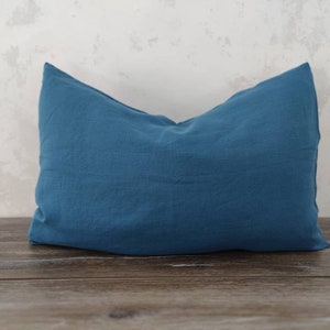 Sea Blue linen pillowcase - Envelope closure pillowcase - Natural - Organic - Softened linen - Pillow case - Customized - cushion-