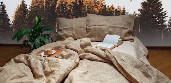 Terracotta / Burn orange / Organic Linen DUVET COVER: Full Queen King Twin Double sizes  Christmas