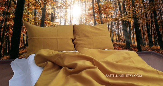 Mustard Duvet Cover Yellow Duvet Cover Natural Organic Etsy
