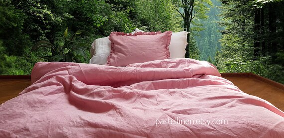Blush Linen Bedding Set Bohemian Home Decor Rustic Bedding Etsy