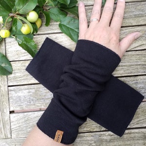 CUFFS made of black alpine fleece without a thumb hole, cozy image 1