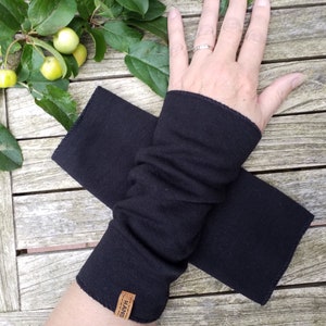 CUFFS made of black alpine fleece without a thumb hole, cozy image 2