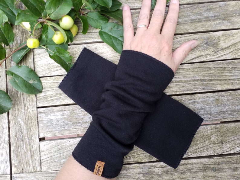 CUFFS made of black alpine fleece without a thumb hole, cozy image 2