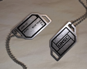 Custom Halo Cosplay Stainless Steel Dog Tag - Personalized Laser Etched Spartan ID