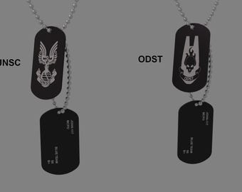 Custom Halo Cosplay Metal Dog Tags - Personalized Laser Etched
