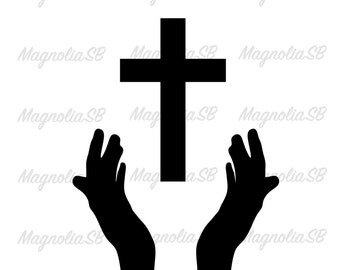 Praying Hands Patch 5, Realistic Religious Christian Cross