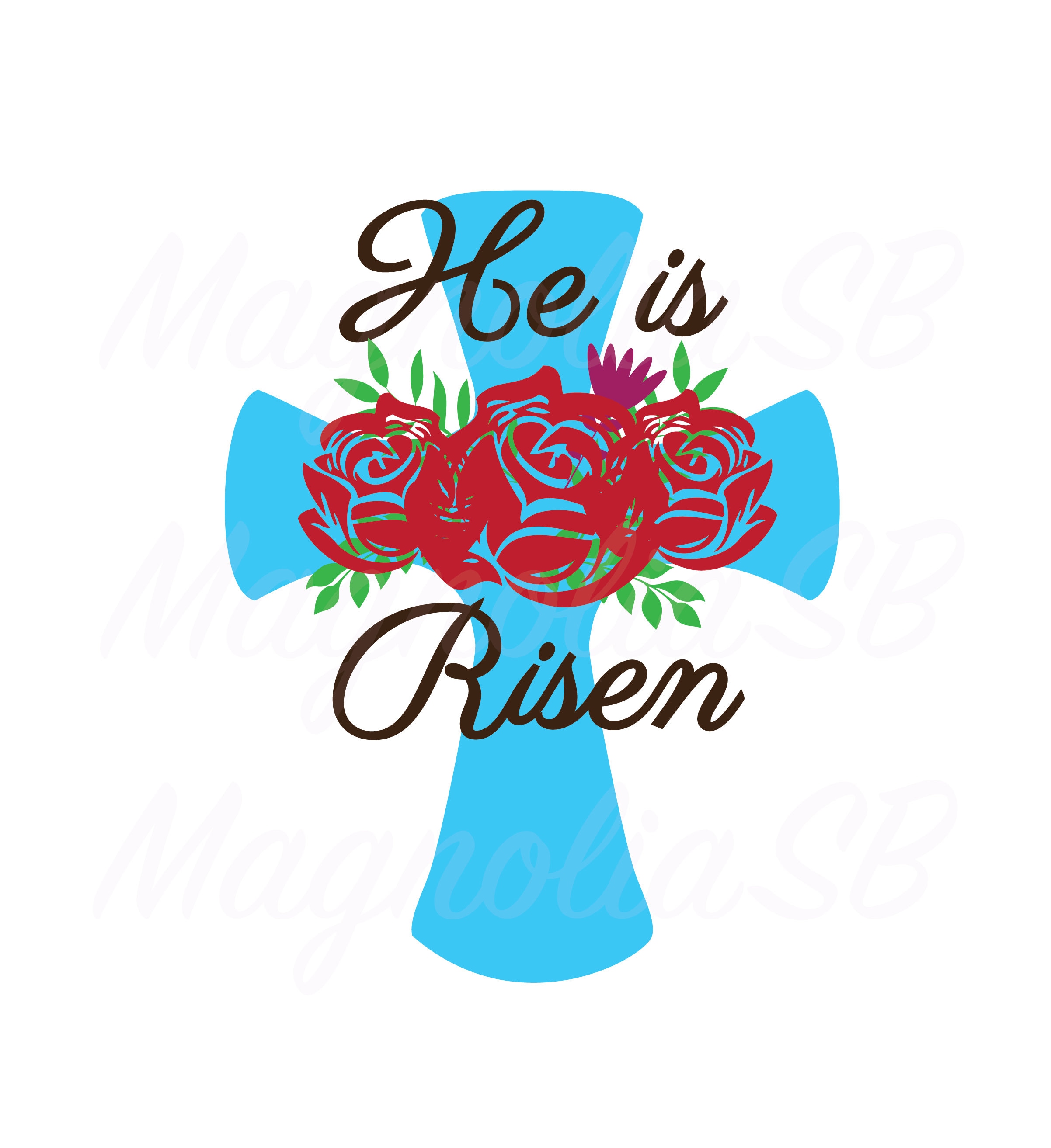 Cross He is Risen SVG DXF Floral Cross Clipart cutting | Etsy