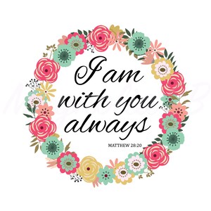 Bible Verse Clipart, Floral Wreath, Inspirational Quote (Digital Download)