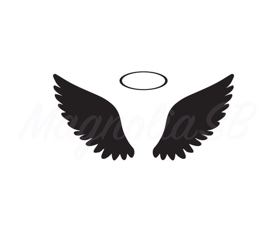 Download Wings With Halo Svg Wings Halo Dxf Wings Clipart Cutting Etsy