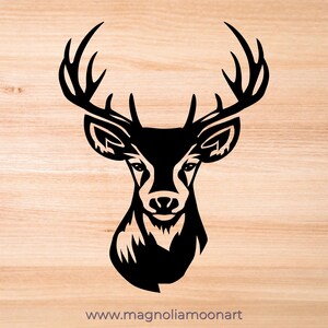 Cabeza de ciervo svg, ciervo svg, archivo de corte para cricut, PNG, JPG, diseño de camiseta, archivo dxf para corte láser, EPS, caza svg, naturaleza, silueta
